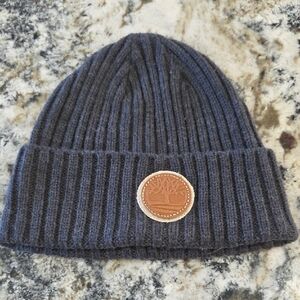 Timberland Charcoal Knit Beanie with Leather Patch
